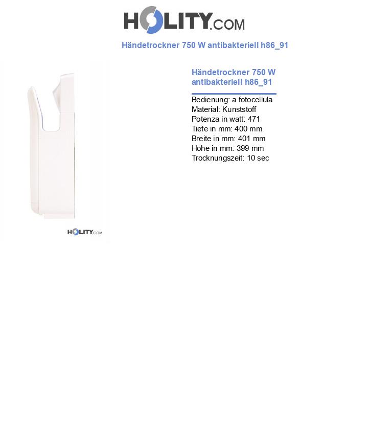 Händetrockner 750 W antibakteriell h86_91