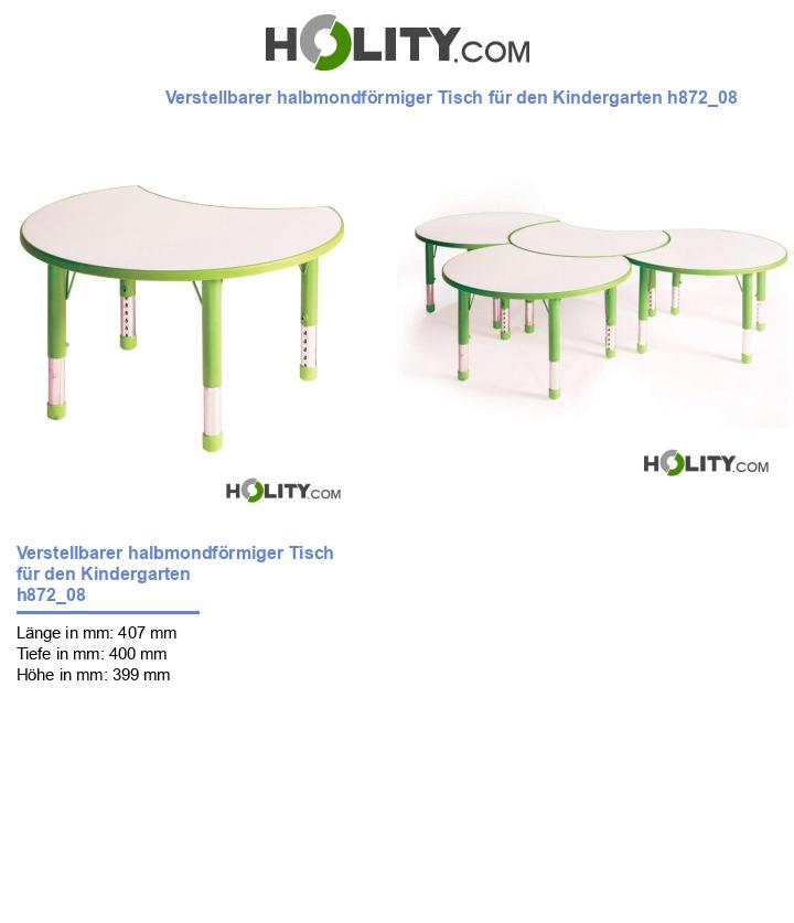 Verstellbarer halbmondförmiger Tisch für den Kindergarten h872_08