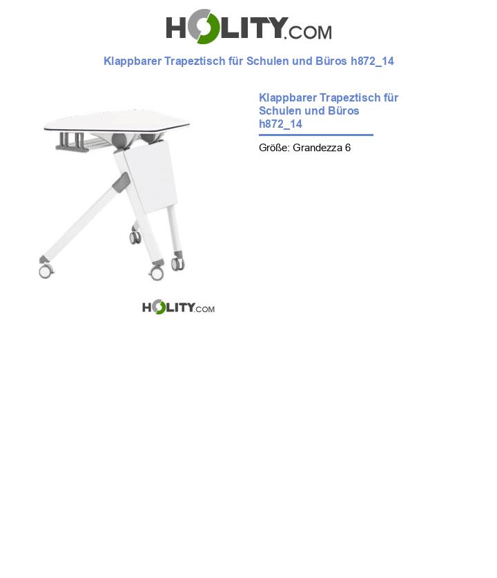 Klappbarer Trapeztisch für Schulen und Büros h872_14