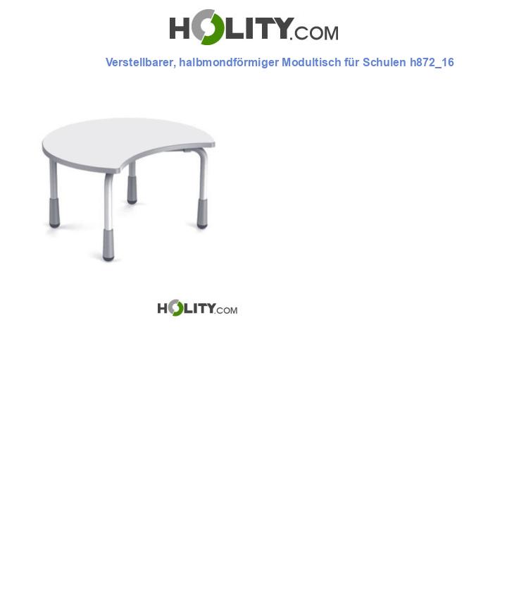 Verstellbarer, halbmondförmiger Modultisch für Schulen h872_16