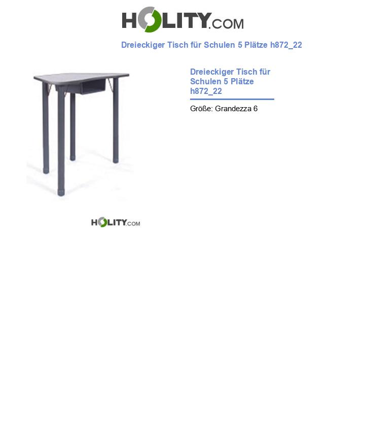 Dreieckiger Tisch für Schulen 5 Plätze h872_22