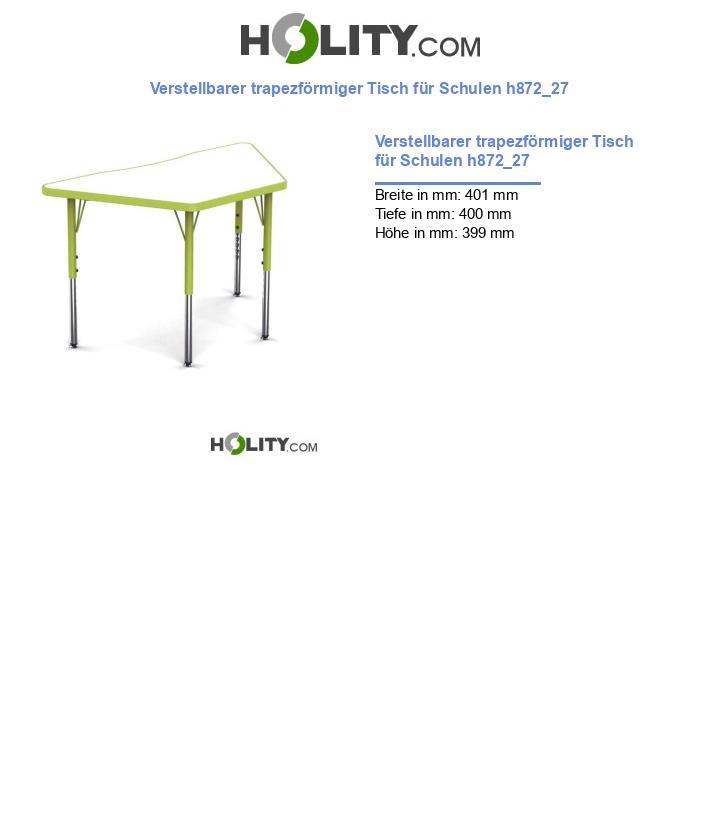 Verstellbarer trapezförmiger Tisch für Schulen h872_27
