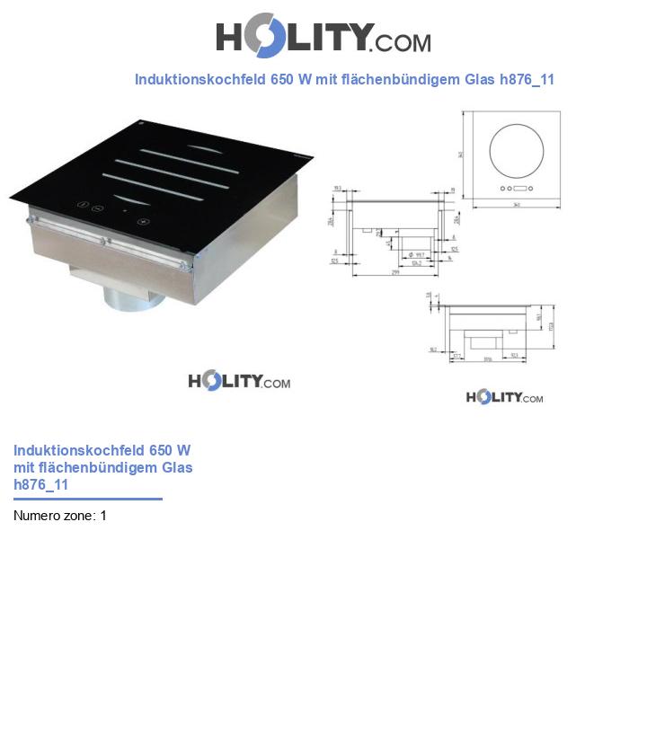 Induktionskochfeld 650 W mit flächenbündigem Glas h876_11