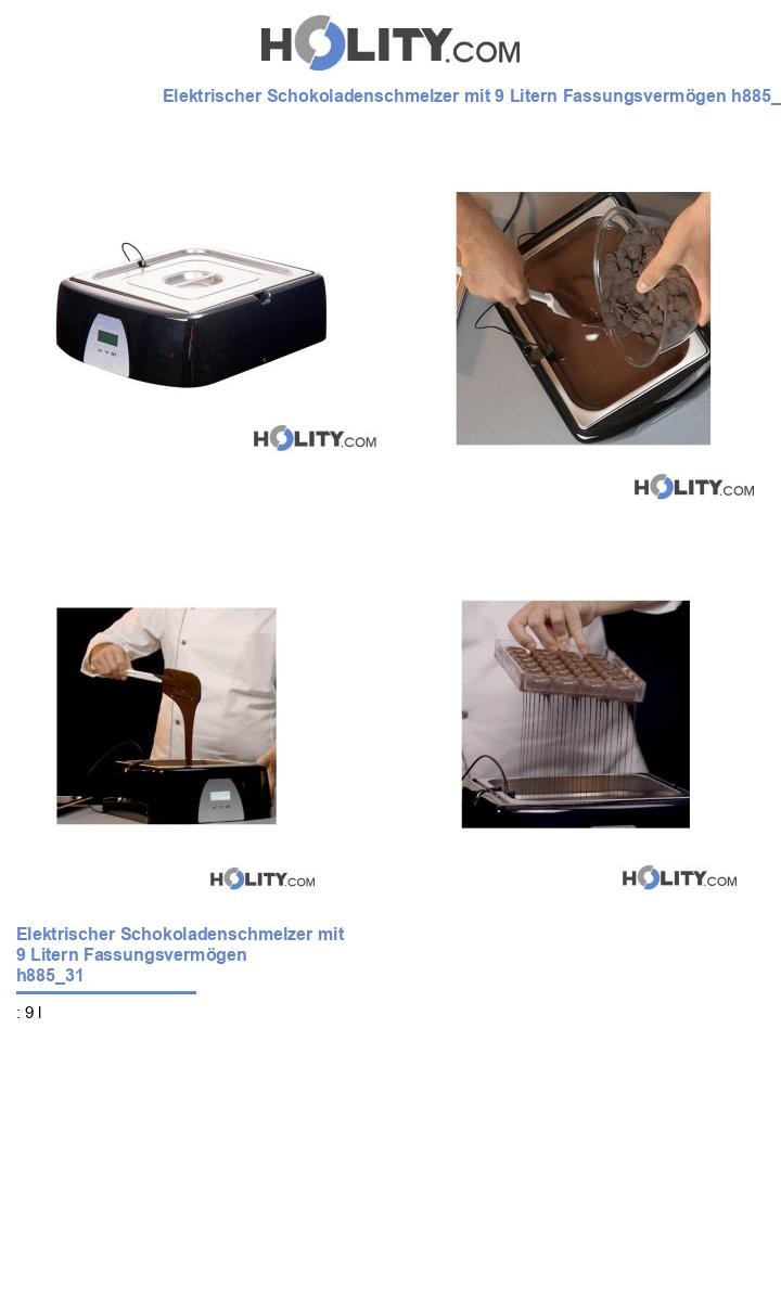 Elektrischer Schokoladenschmelzer mit 9 Litern Fassungsvermögen h885_31