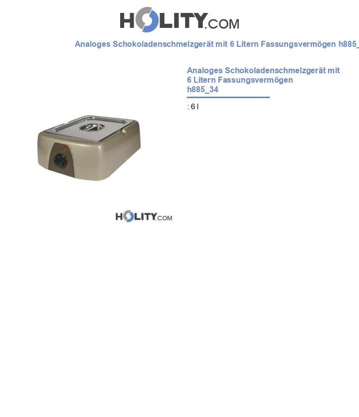 Analoges Schokoladenschmelzgerät mit 6 Litern Fassungsvermögen h885_34