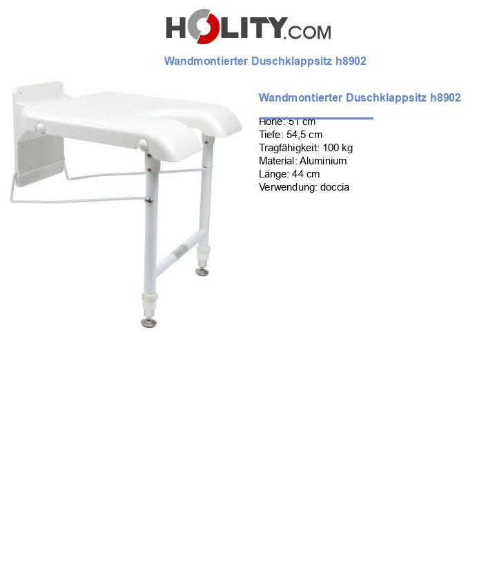 Wandmontierter Duschklappsitz h8902