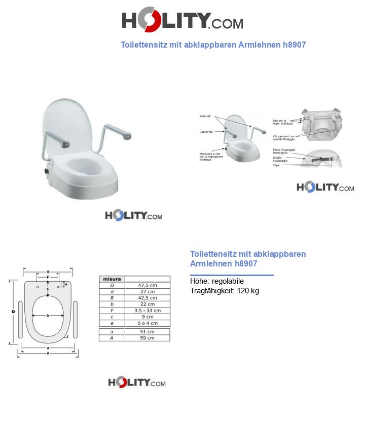 Toilettensitz mit abklappbaren Armlehnen h8907