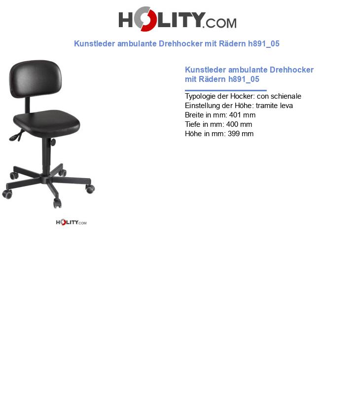 Kunstleder ambulante Drehhocker mit Rädern h891_05