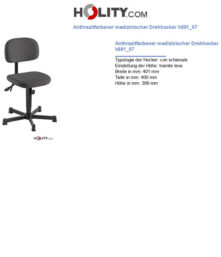 Anthrazitfarbener medizinischer Drehhocker h891_07