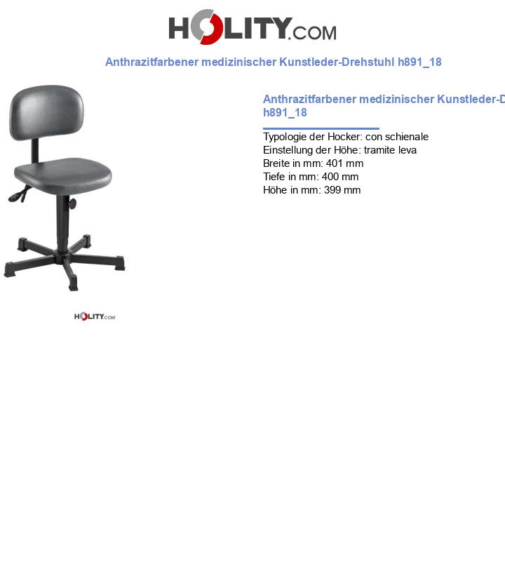 Anthrazitfarbener medizinischer Kunstleder-Drehstuhl h891_18