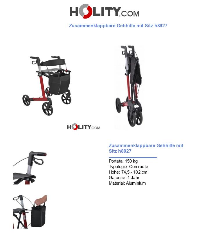 Zusammenklappbare Gehhilfe mit Sitz h8927