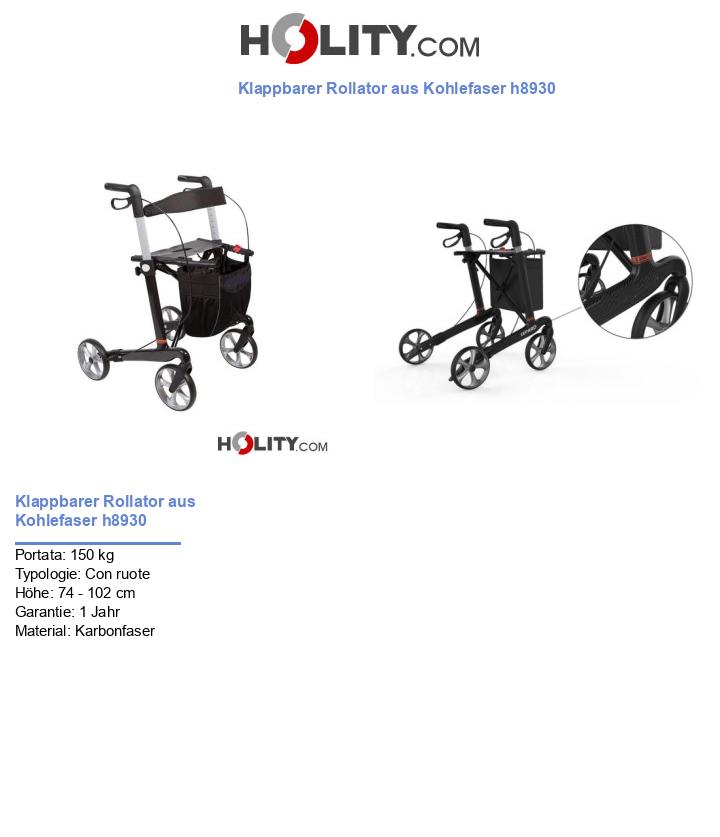 Klappbarer Rollator aus Kohlefaser h8930