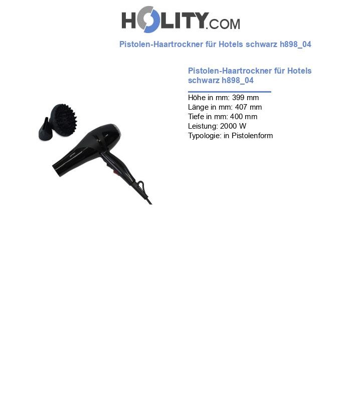 Pistolen-Haartrockner für Hotels schwarz h898_04
