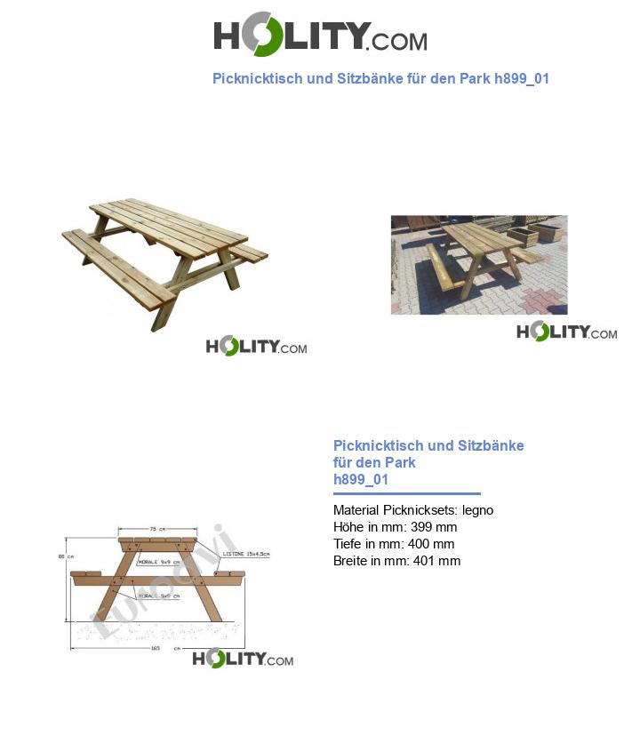 Picknicktisch und Sitzbänke für den Park h899_01