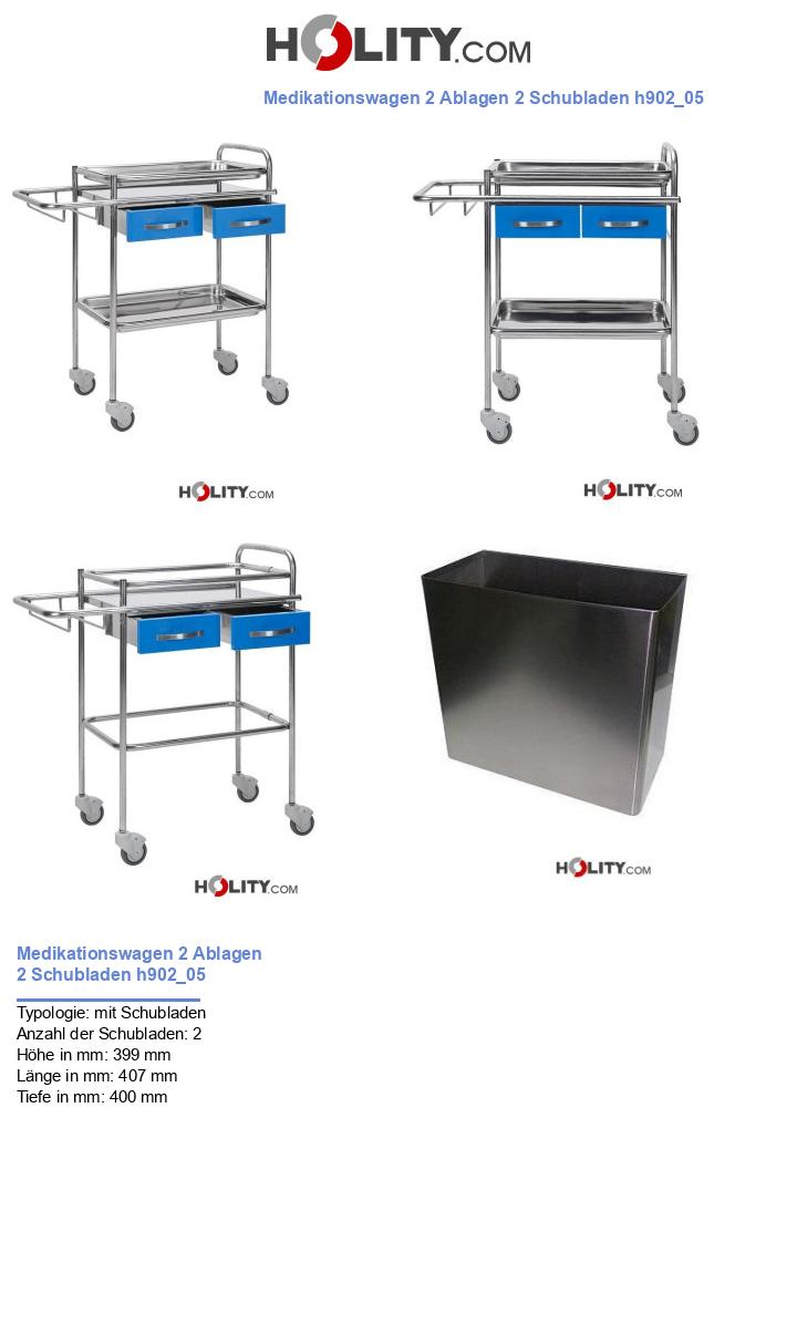 Medikationswagen 2 Ablagen 2 Schubladen h902_05