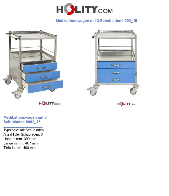 Medikationswagen mit 3 Schubladen h902_15