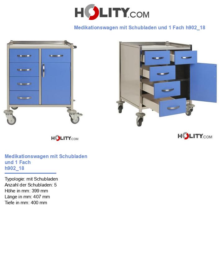 Medikationswagen mit Schubladen und 1 Fach h902_18