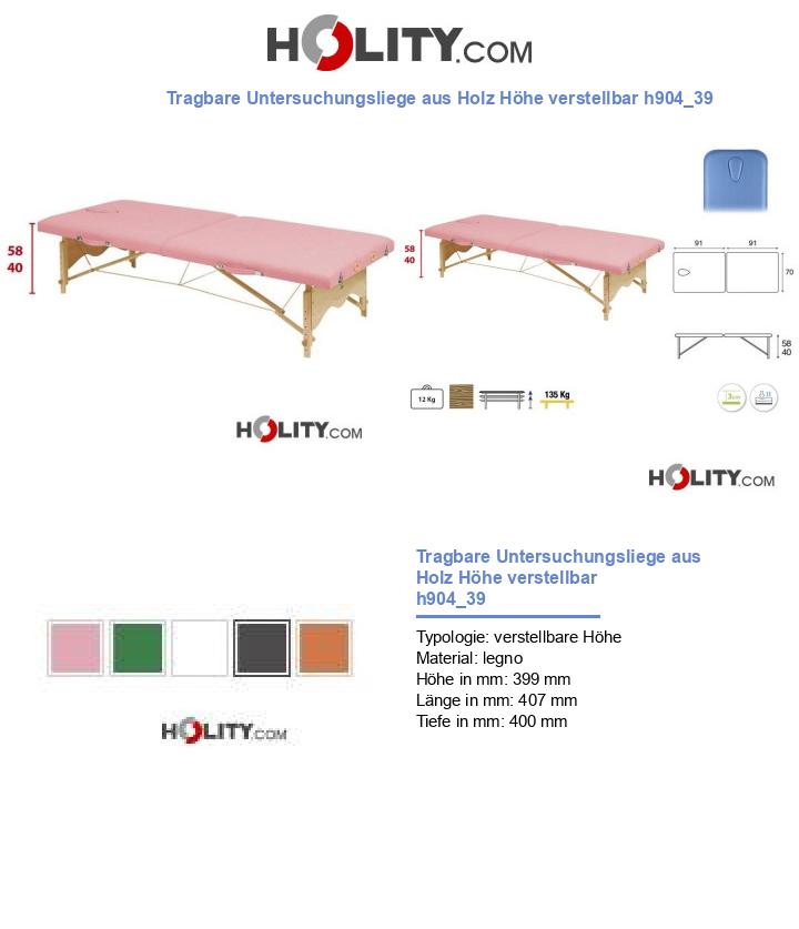 Tragbare Untersuchungsliege aus Holz Höhe verstellbar h904_39