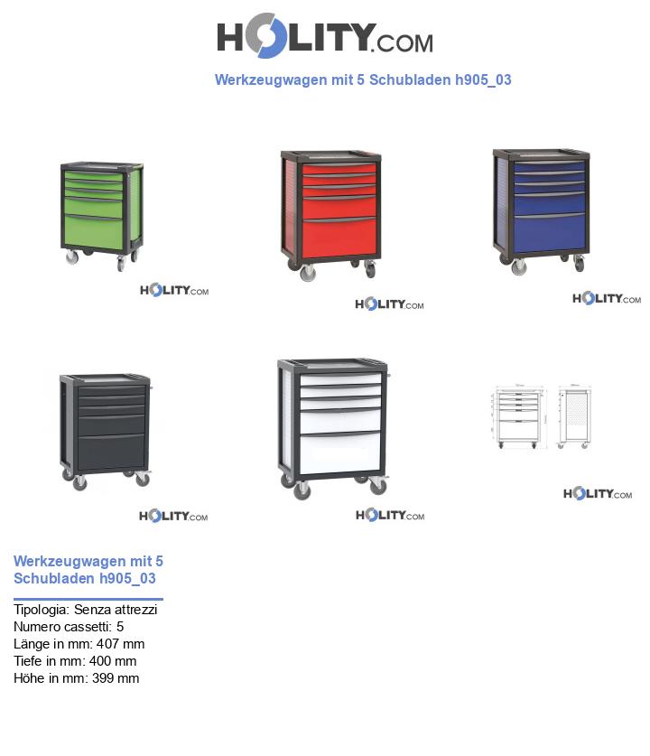 Werkzeugwagen mit 5 Schubladen h905_03