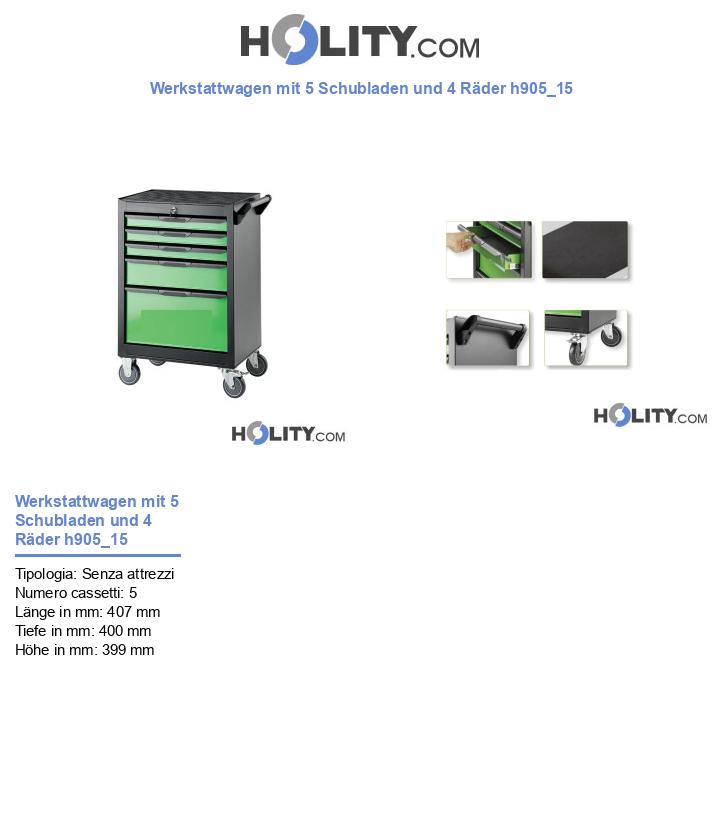 Werkstattwagen mit 5 Schubladen und 4 Räder h905_15
