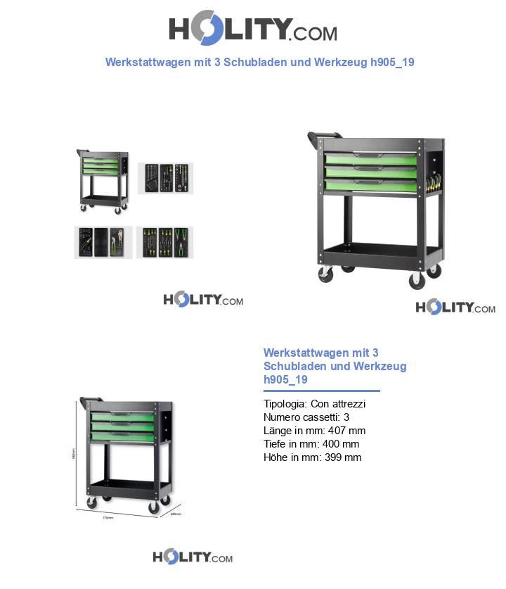 Werkstattwagen mit 3 Schubladen und Werkzeug h905_19