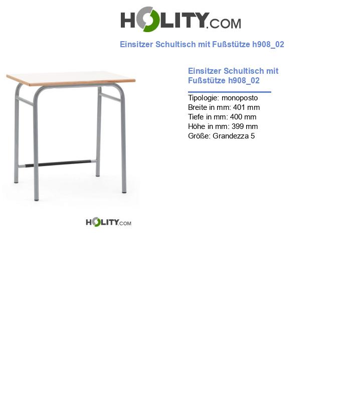 Einsitzer Schultisch mit Fußstütze h908_02