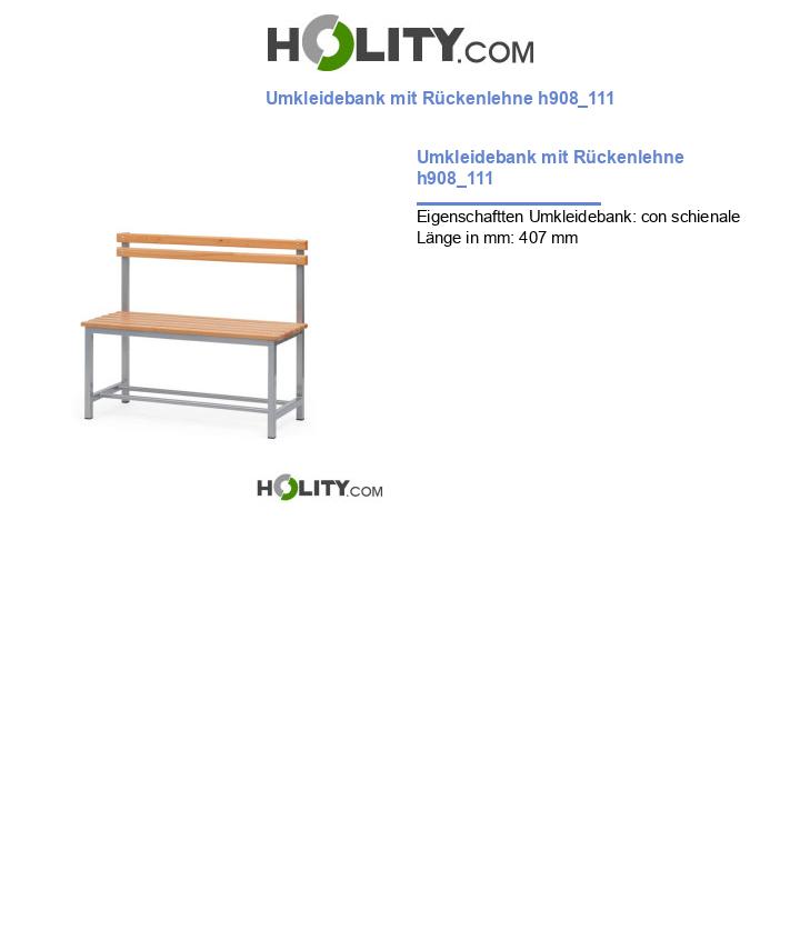 Umkleidebank mit Rückenlehne h908_111