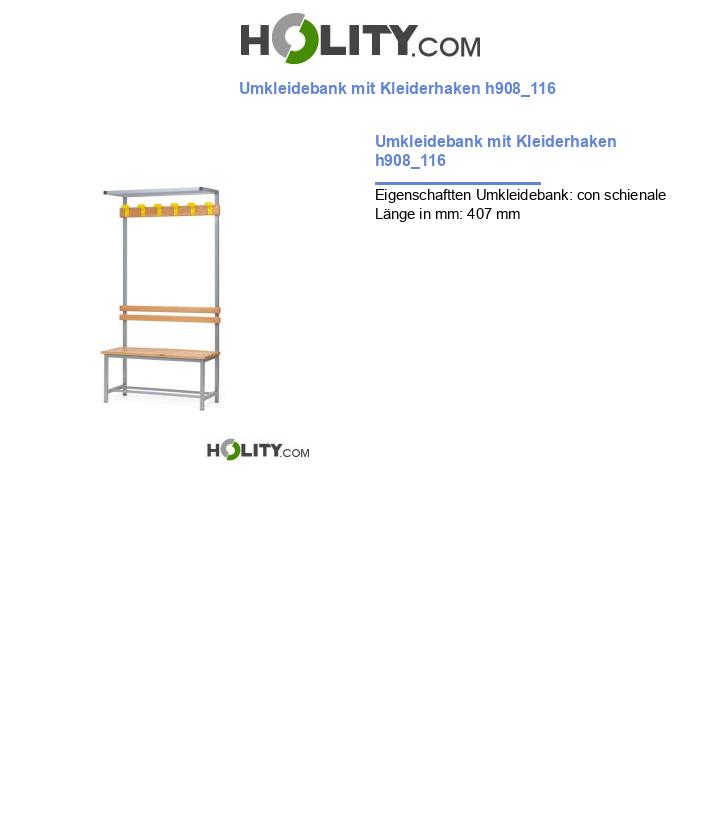 Umkleidebank mit Kleiderhaken h908_116