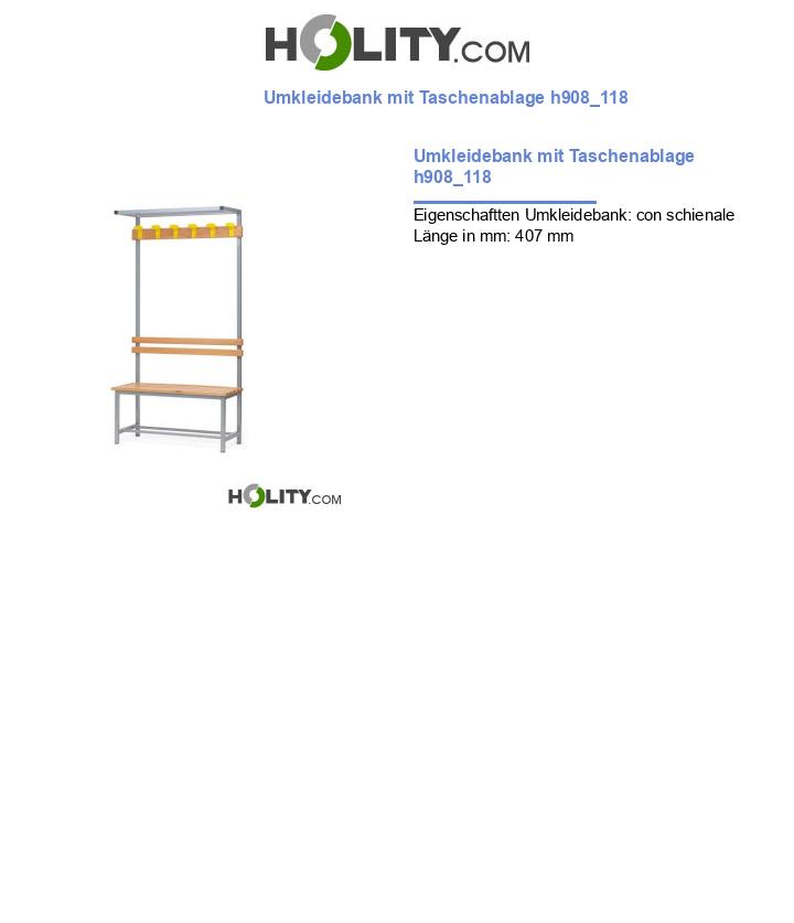 Umkleidebank mit Taschenablage h908_118