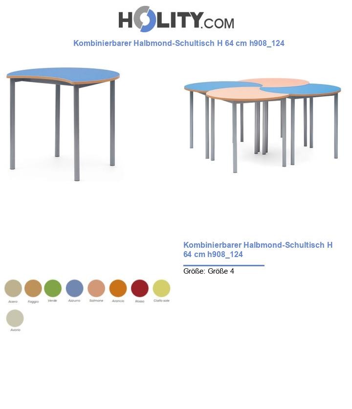 Kombinierbarer Halbmond-Schultisch H 64 cm h908_124