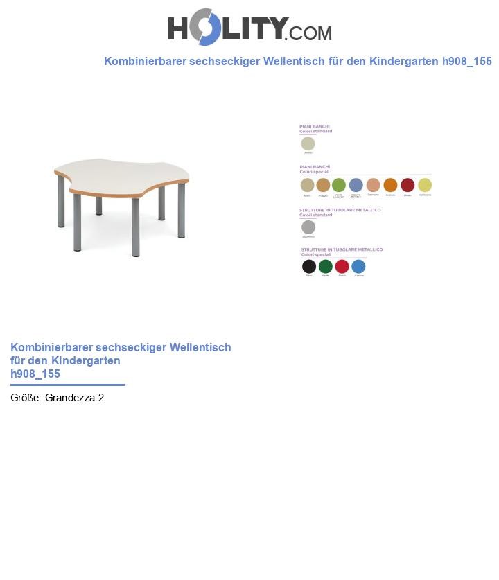 Kombinierbarer sechseckiger Wellentisch für den Kindergarten h908_155