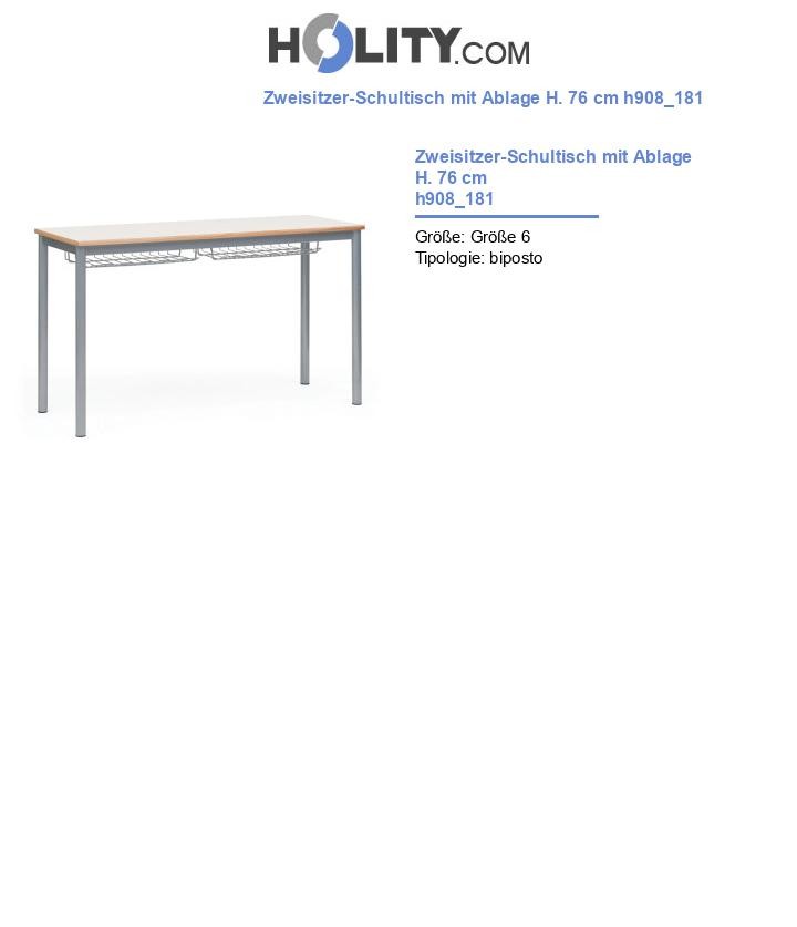 Zweisitzer-Schultisch mit Ablage H. 76 cm h908_181