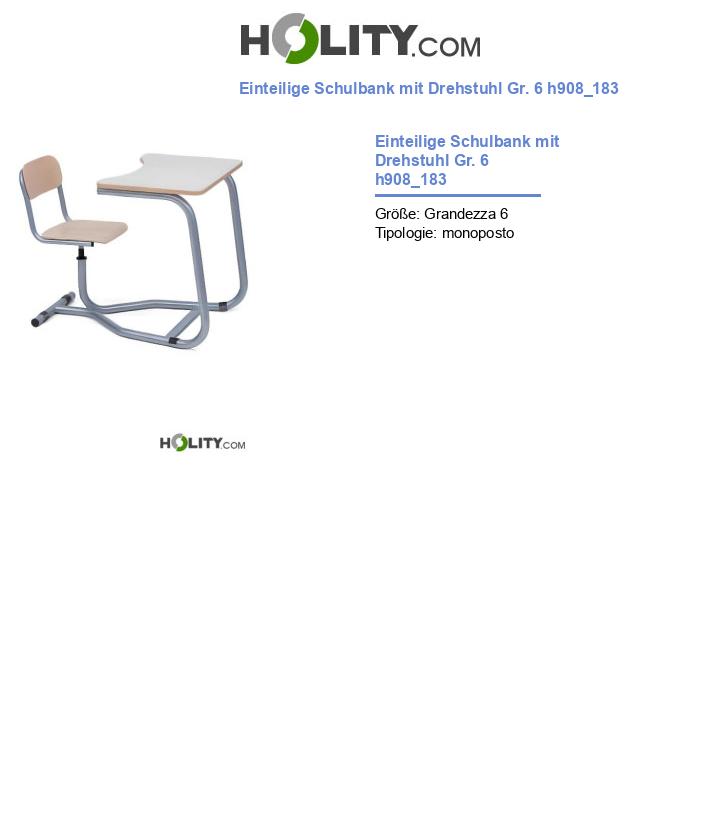 Einteilige Schulbank mit Drehstuhl Gr. 6 h908_183