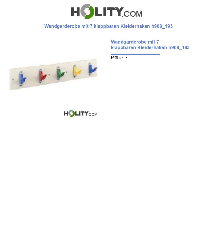Wandgarderobe mit 7 klappbaren Kleiderhaken h908_193