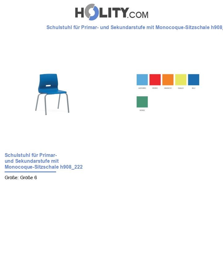 Schulstuhl für Primar- und Sekundarstufe mit Monocoque-Sitzschale h908_222