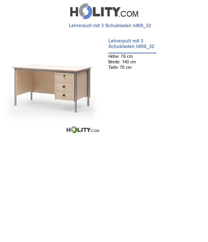 Lehrerpult mit 3 Schubladen h908_32
