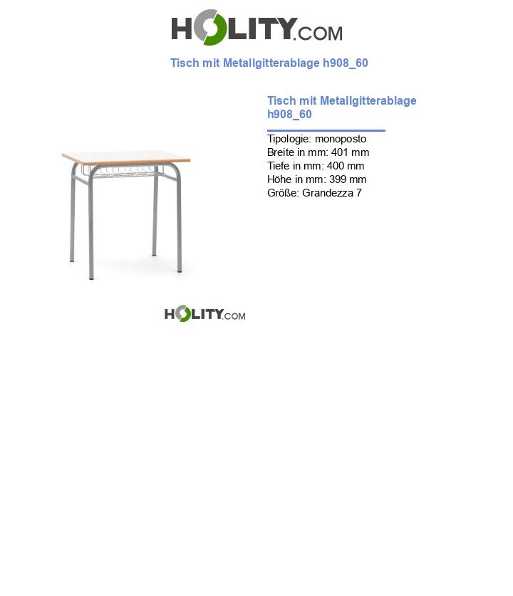 Tisch mit Metallgitterablage h908_60