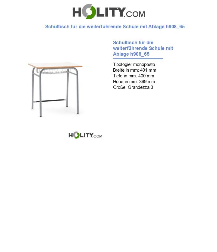 Schultisch für die weiterführende Schule mit Ablage h908_65