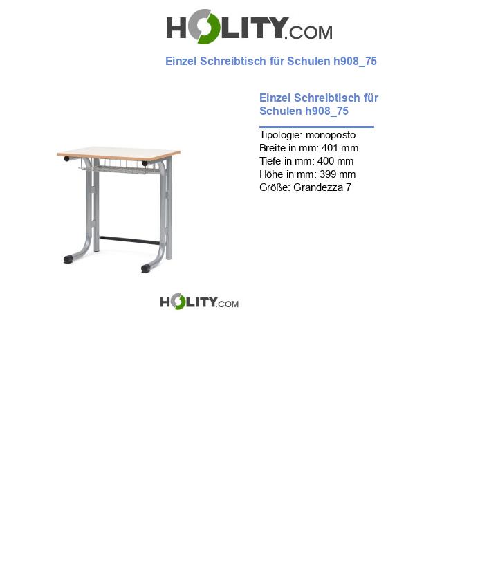 Einzel Schreibtisch für Schulen h908_75