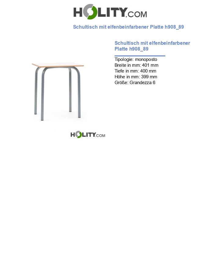 Schultisch mit elfenbeinfarbener Platte h908_89