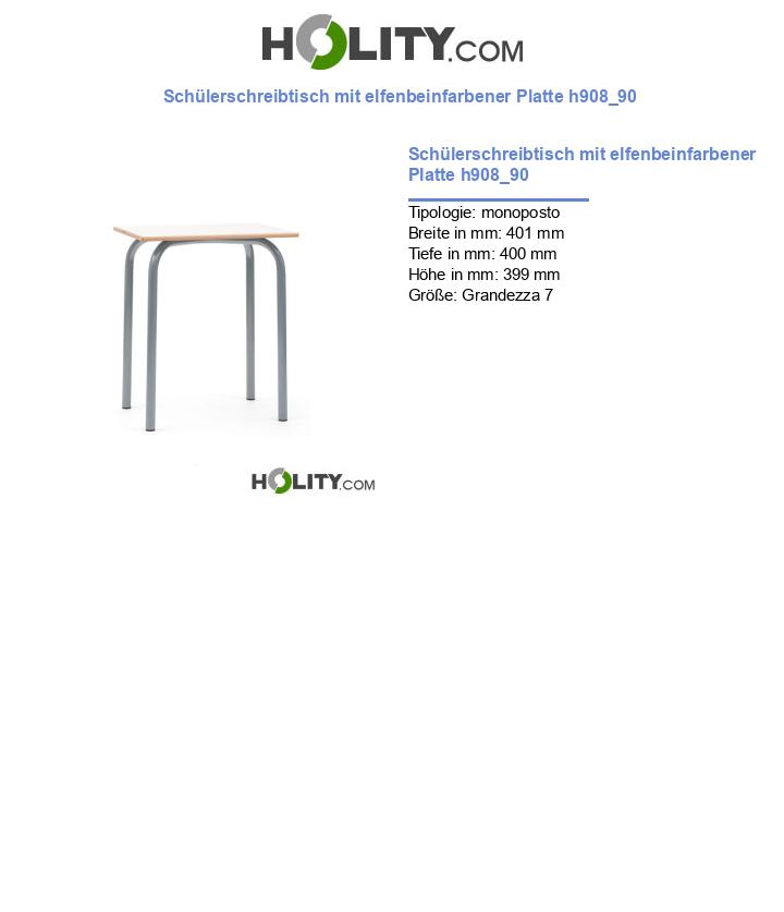 Schülerschreibtisch mit elfenbeinfarbener Platte h908_90