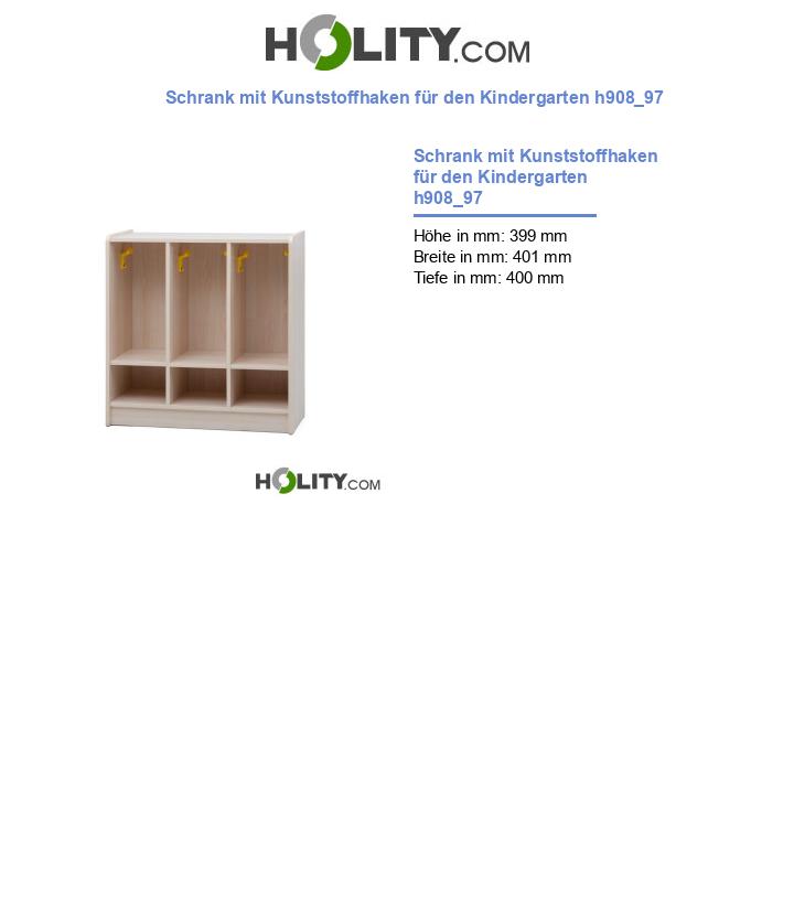 Schrank mit Kunststoffhaken für den Kindergarten h908_97