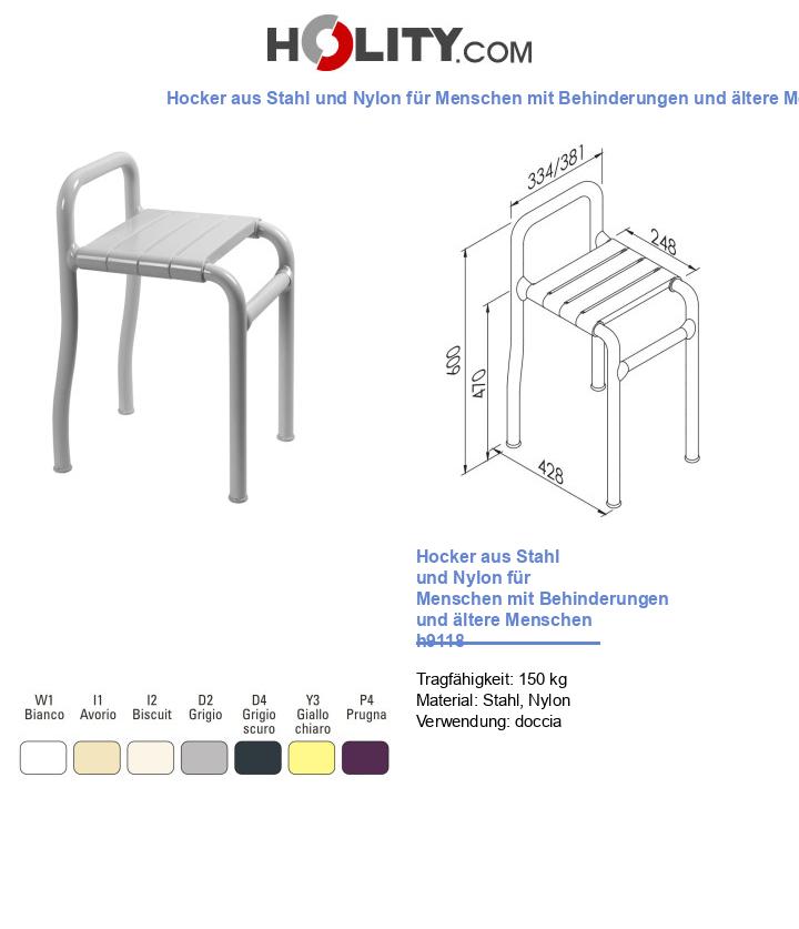 Hocker aus Stahl und Nylon für Menschen mit Behinderungen und ältere Menschen h9118