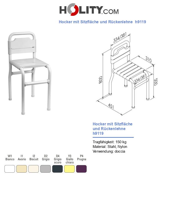 Hocker mit Sitzfläche und Rückenlehne  h9119