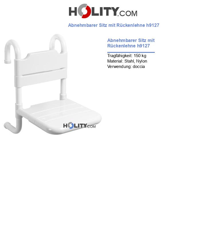 Abnehmbarer Sitz mit Rückenlehne h9127