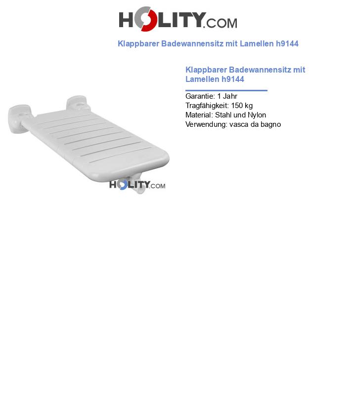 Klappbarer Badewannensitz mit Lamellen h9144