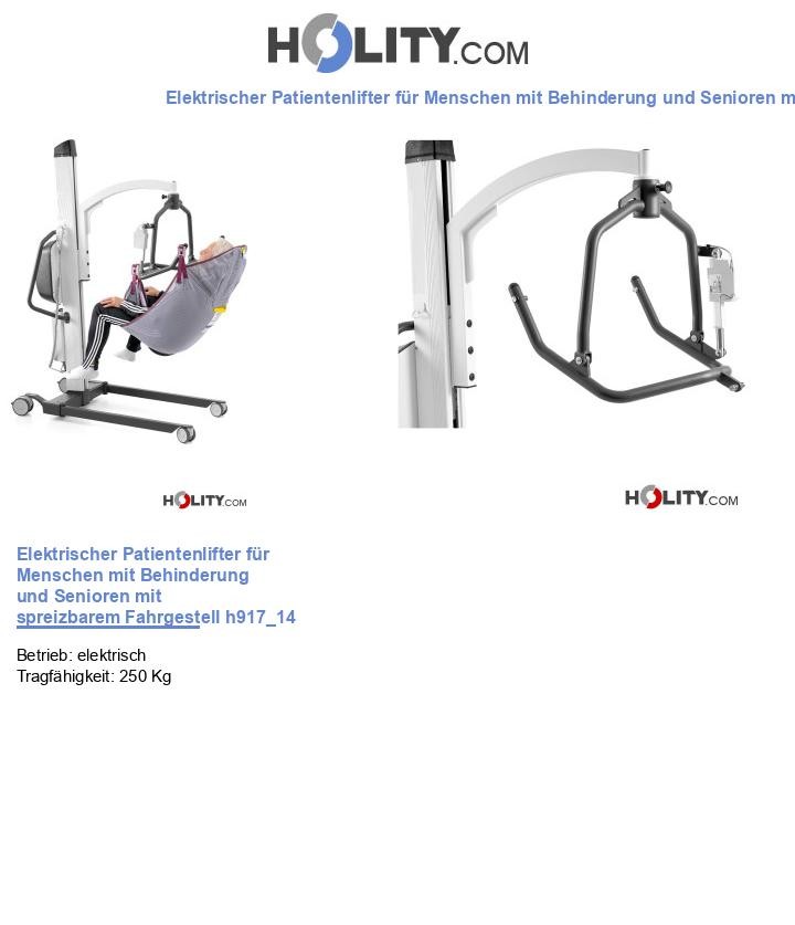 Elektrischer Patientenlifter für Menschen mit Behinderung und Senioren mit spreizbarem Fahrgestell h917_14
