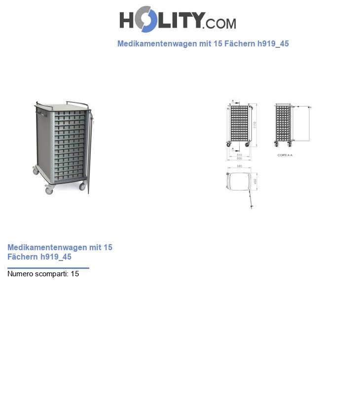 Medikamentenwagen mit 15 Fächern h919_45