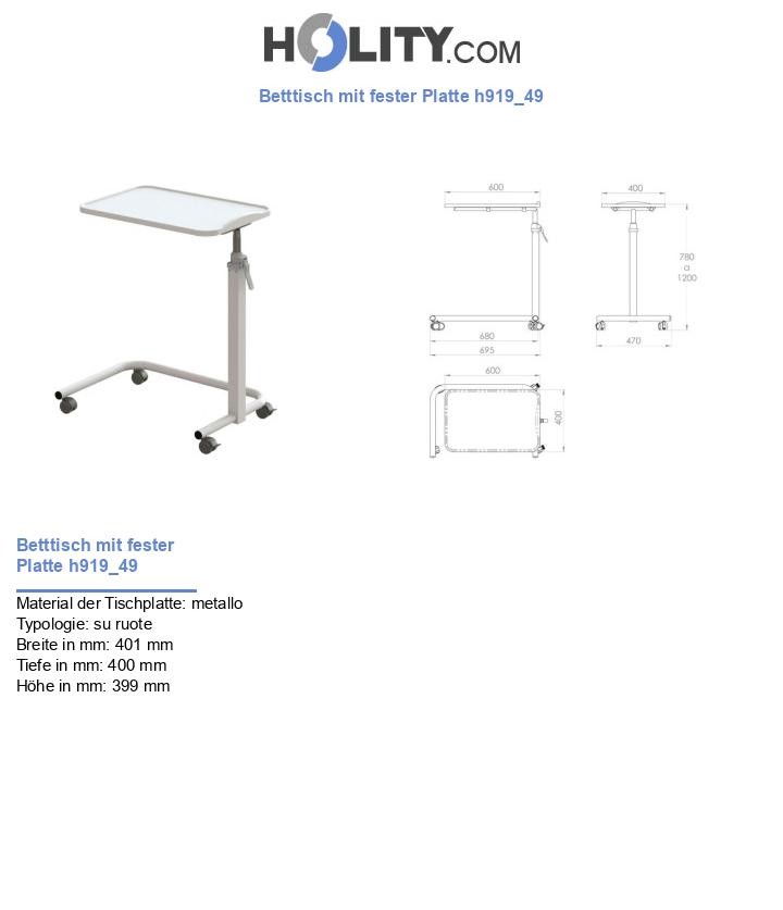 Betttisch mit fester Platte h919_49