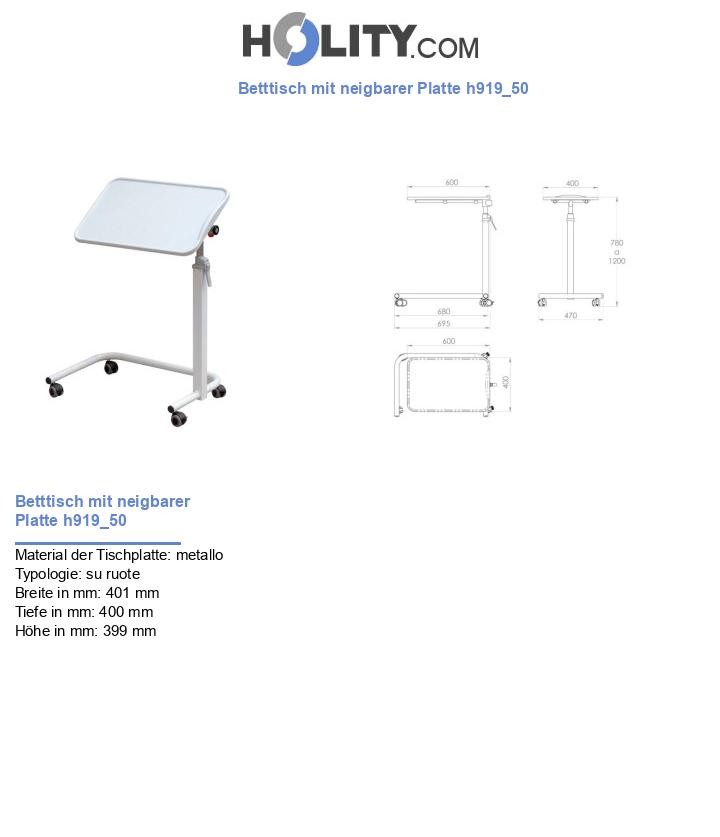Betttisch mit neigbarer Platte h919_50